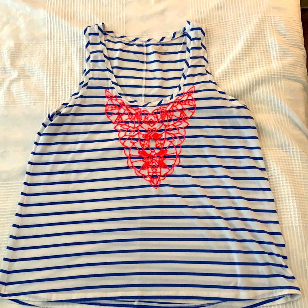 Lilly Pulitzer Large striped tank top with embroidery design